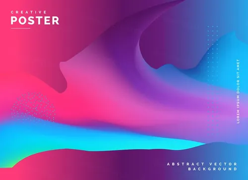 彩色渐变抽象流体矢量背景Abstract Fluid Colors Background Design