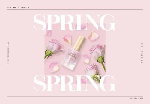 春季浪漫的粉色欧美英文版式购物促销高端女装海报PSD模板