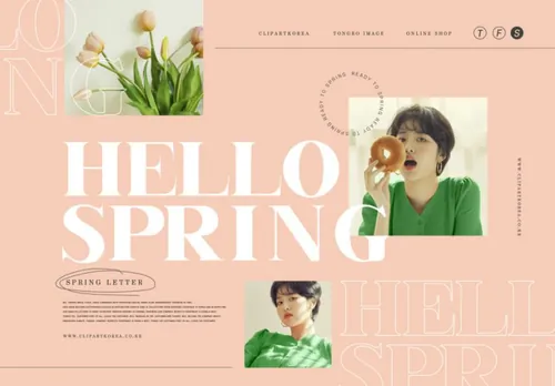 春季浪漫的粉色欧美英文版式购物促销高端女装海报PSD模板