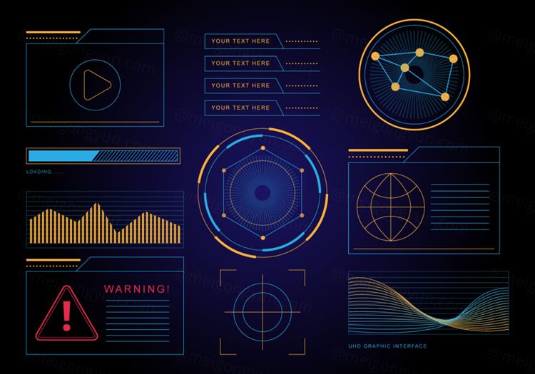 HUD数码信息图表矢量图HUD Graphic Interface Vector