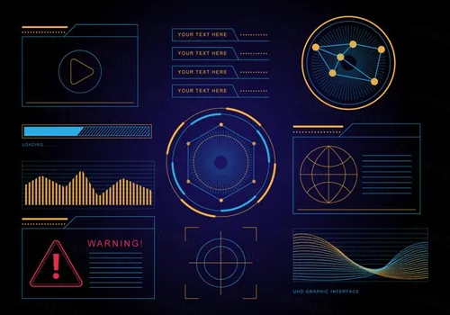 HUD数码信息图表矢量图HUD Graphic Interface Vector