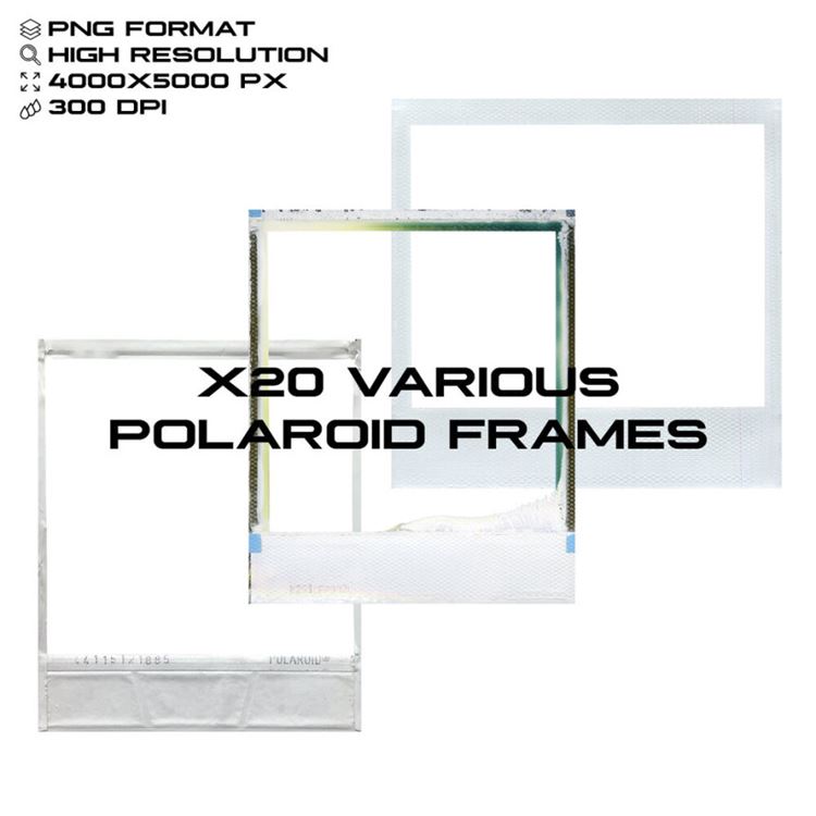 复古做旧设计脏旧毁坏撕裂的宝丽来拍立得相框PNG素材 X20