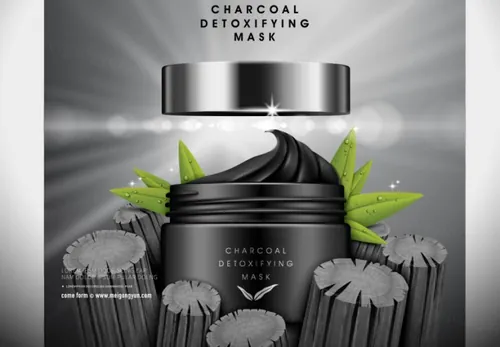 竹炭排毒面膜男士护肤化妆品Ai矢量海报charcoal detoxifying mask