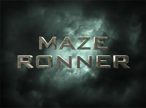 颓废质感PS特效字体样式智能模板Maze_Runner