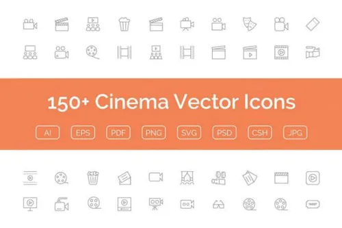 电影矢量图标素材 150  Cinema Vector Icons
