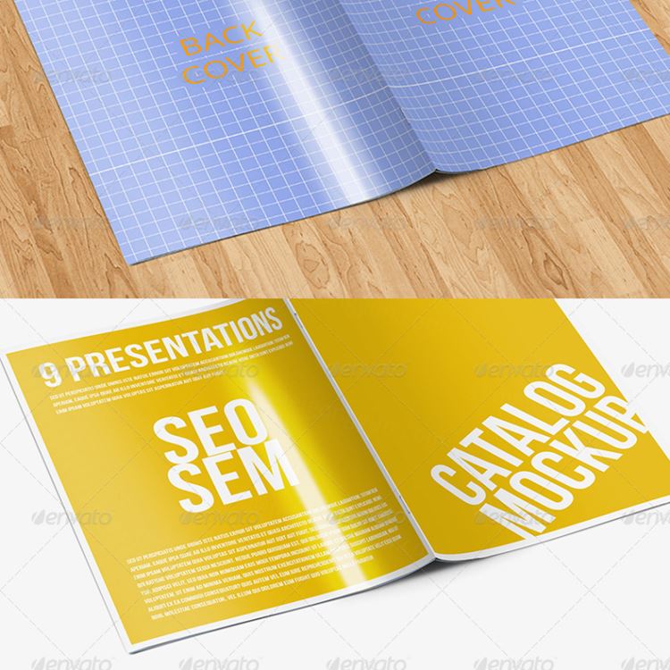 书籍杂志模型PSD贴图模板US Letter Brochure / Folder Mock-up