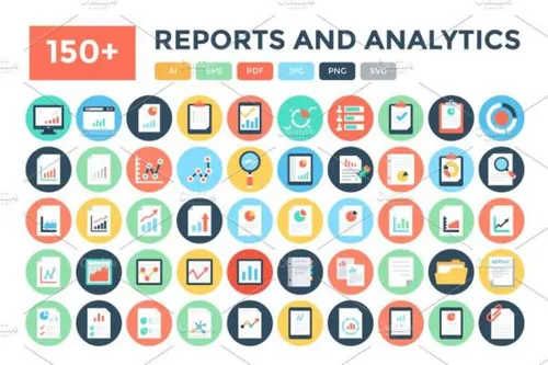 数据报告和分析图标下载 150  Flat Reports and Analyt