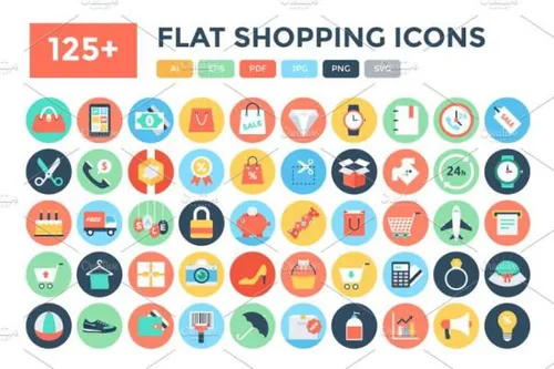 电商购物矢量图标下载 125  Flat Shopping Icons