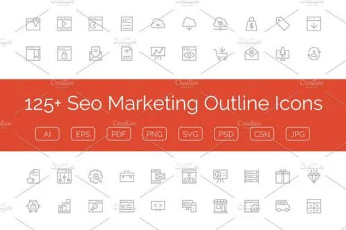 市场营销矢量图标下载 125  Seo Marketing Outline Ic