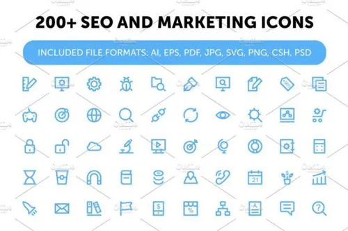 200 搜索引擎优化和营销图标下载SEO and Marketing Icons