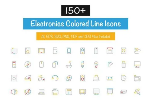 150 电子设备图标素材Electronics Colored Line Ico