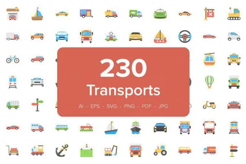 运输单位矢量图标下载 230 Transport Flat Vector Ico