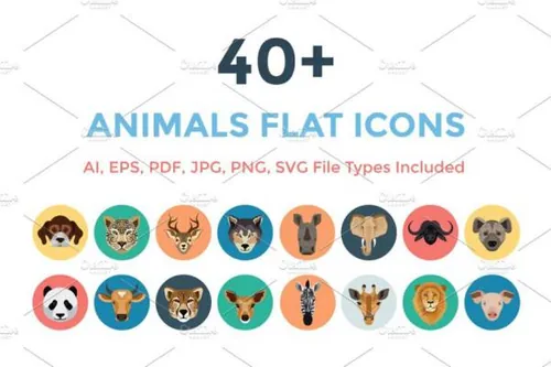 动物矢量图标下载 40  Animals Flat Icons
