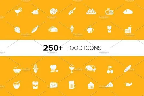 250 食物矢量图标包 250  Food Vector Icons Pack