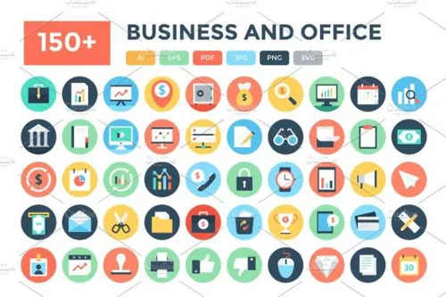 商业办公图标下载 150  Flat Business and Office I