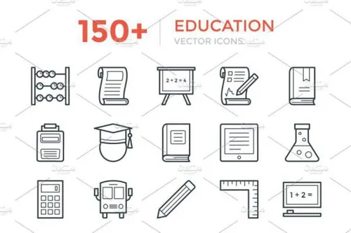 150 教育矢量图标下载 150  Education Vector Icons