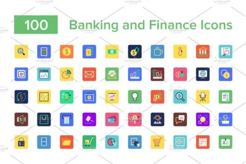 100个银行和金融图标下载 100 Banking and Finance Ic