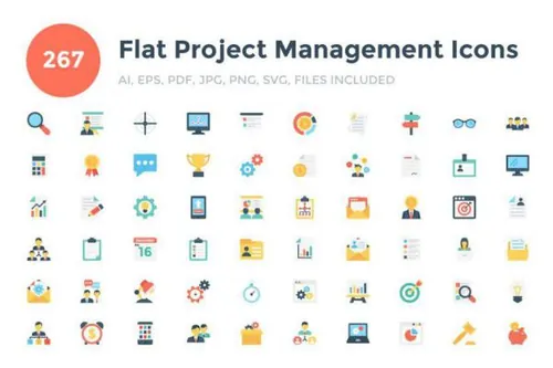 平面项目管理图标大全 267 Flat Project Management I