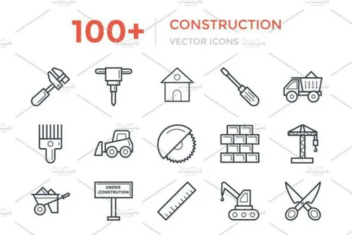 建设矢量图标素材 100  Construction Vector Icons