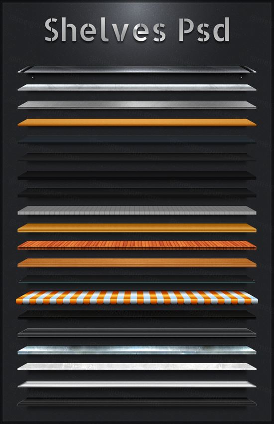 各种材质木质金属立体金属商品台架素材PSD模板免费下载 电商网站移动商城 Shelf