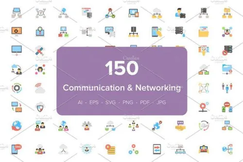 网络技术构图矢量图标下载 Communication and Networkin
