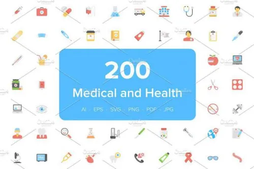 健康医疗图标下载 200 Medical and Health Flat Ico