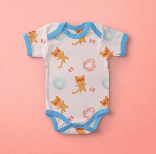 婴儿紧身衣Psd样机 Baby Bodysuit Psd Mockup