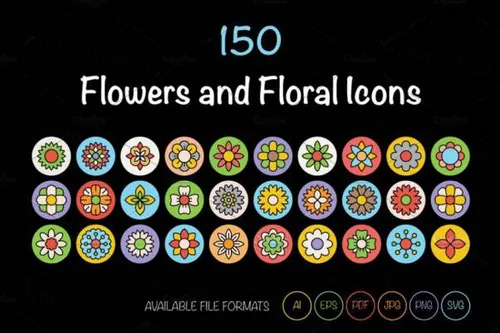 花卉矢量图标大全 150 Flowers and Floral Vector I