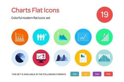 数据图表图标素材 Charts Flat Icons Set