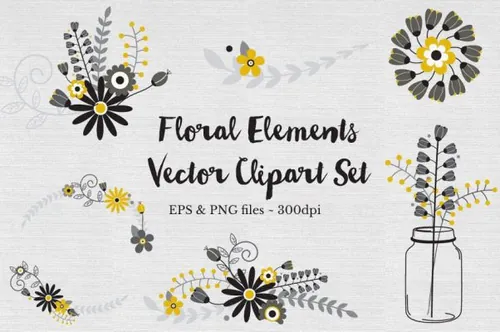 花卉矢量素材图标设计 Floral Wreath Clipart Ve
