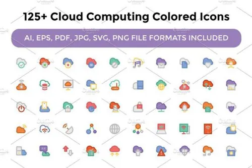 125 云计算彩色图标下载 Cloud Computing Colored Ic