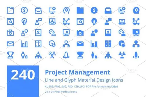 项目管理矢量图标下载 240 Project Management Materi