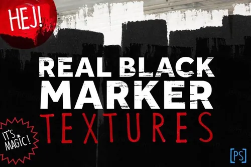 黑色记号笔笔画背景纹理 REAL BLACK MARKER