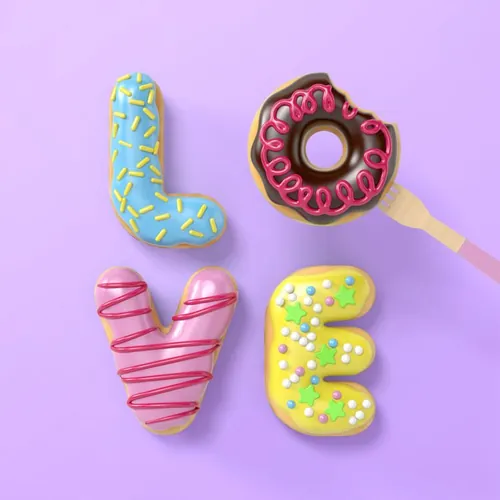 甜蜜浪漫的情人节三维3D立体卡通文字特效PSD模板