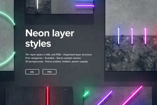 绚彩霓虹字效果PS图层样式Neon Layer Styles