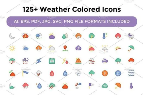 天气图标素材 125  Weather Colored Icons