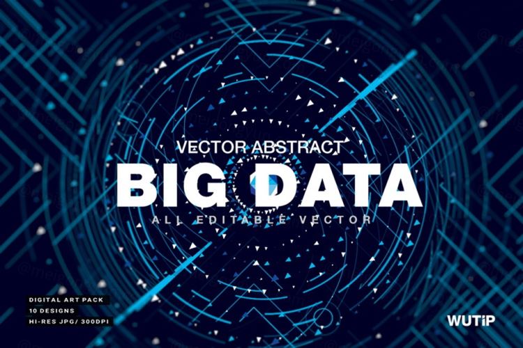 大数据科技感可视化矢量彩色线条抽象3D网络高清背景Big Data