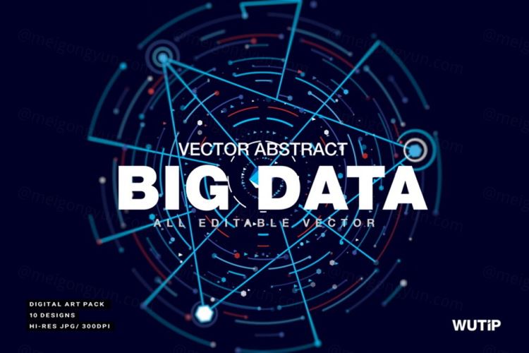 大数据科技感可视化矢量彩色线条抽象3D网络高清背景Big Data