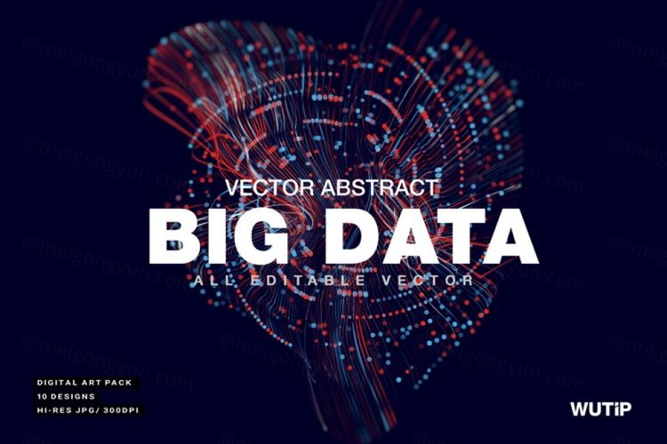 大数据科技感可视化矢量彩色线条抽象3D网络高清背景Big Data