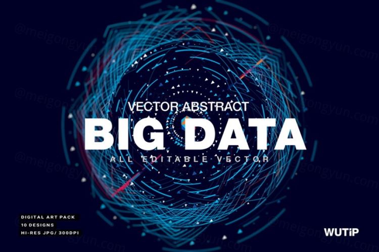 大数据科技感可视化矢量彩色线条抽象3D网络高清背景Big Data