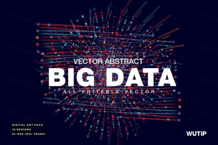大数据科技感可视化矢量彩色线条抽象3D网络高清背景Big Data
