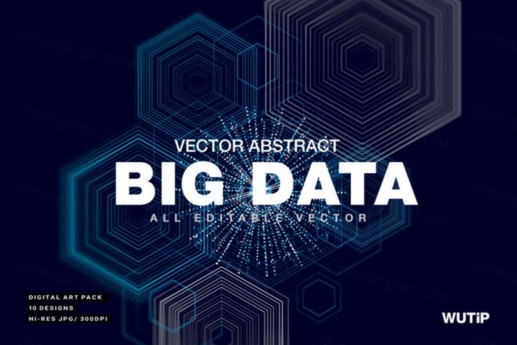 大数据科技感可视化矢量彩色线条抽象3D网络高清背景Big Data