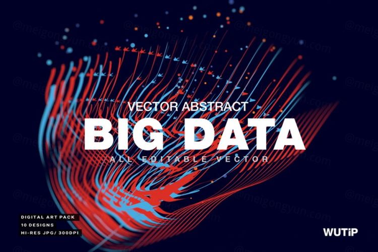大数据科技感可视化矢量彩色线条抽象3D网络高清背景Big Data