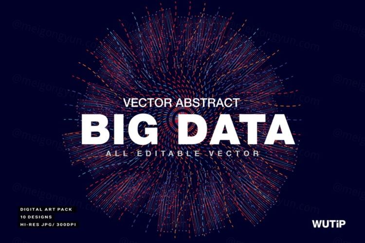 大数据科技感可视化矢量彩色线条抽象3D网络高清背景Big Data