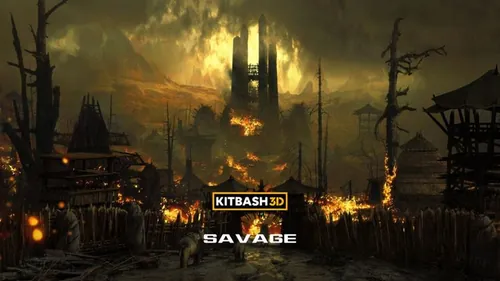 史诗级电影游戏野蛮原始部落茅草屋堡垒生态场景建筑3D模型素材