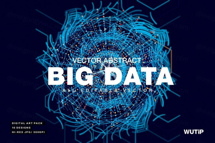 大数据科技感可视化矢量彩色线条抽象3D网络高清背景Big Data