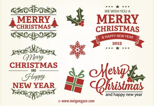 圣诞节矢量标签 Christmas Label Set