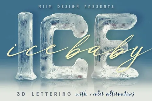 冰冷到无情的完美3D冰块质感字母Ice Ice Baby