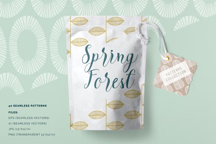 40款优雅的春天森列宁新鲜感可平铺矢量图案素材 Spring