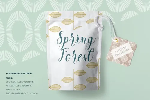 40款优雅的春天森列宁新鲜感可平铺矢量图案素材 Spring